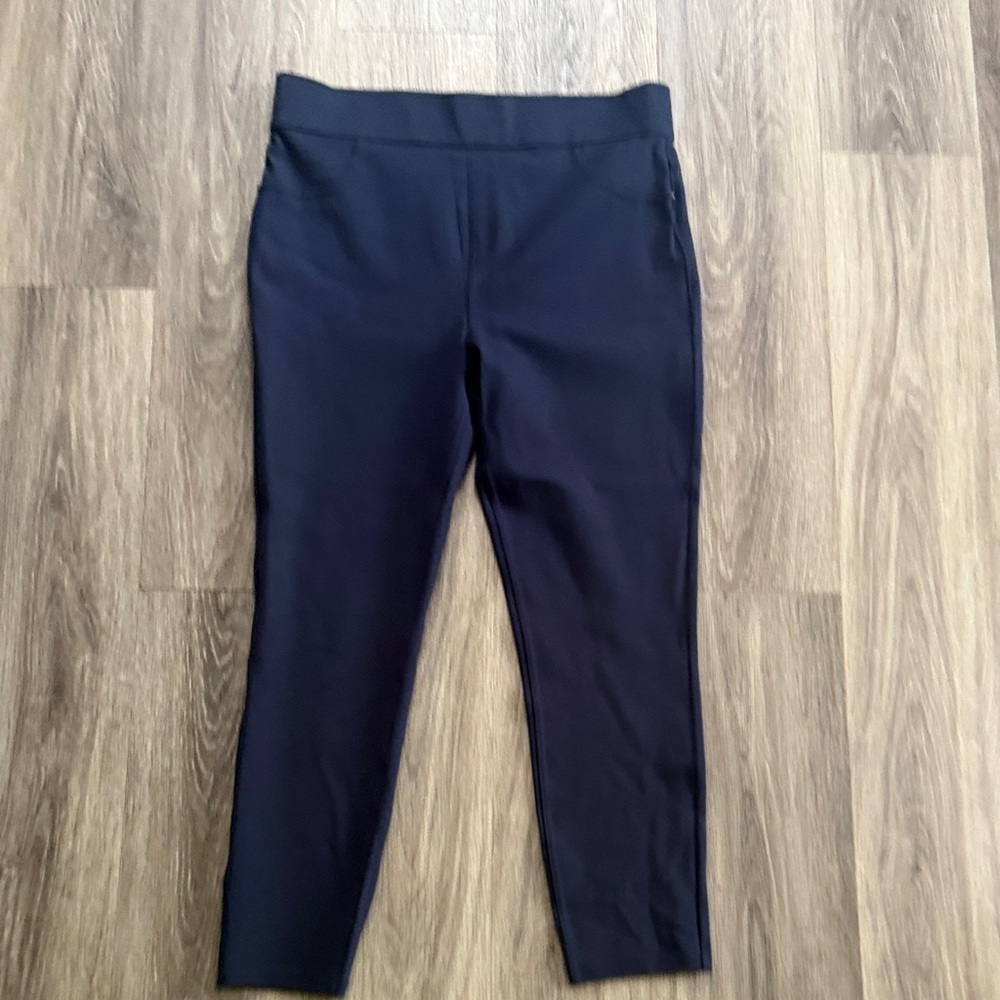 SPANX Navy Trousers High Waist Pants Stretch Cropped Skinny Leg Casual 1X